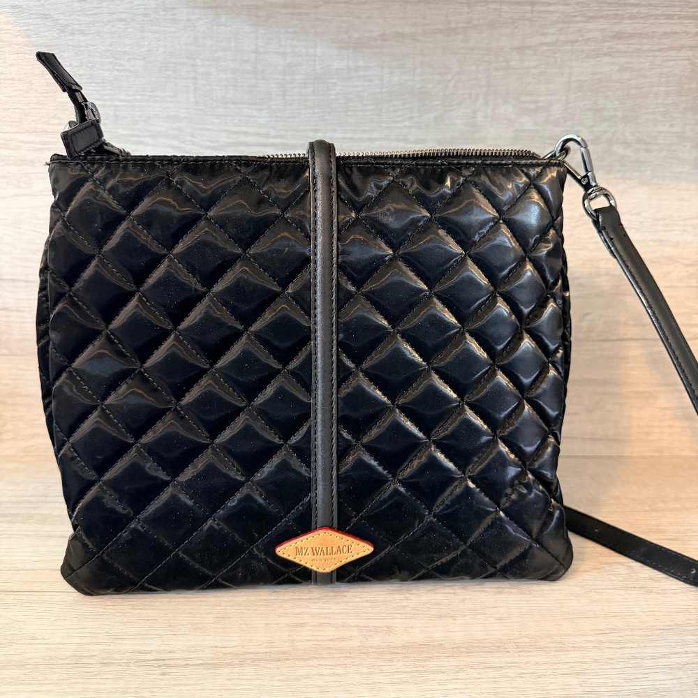 MZ Wallace Astor Crossbody in Black Liquid